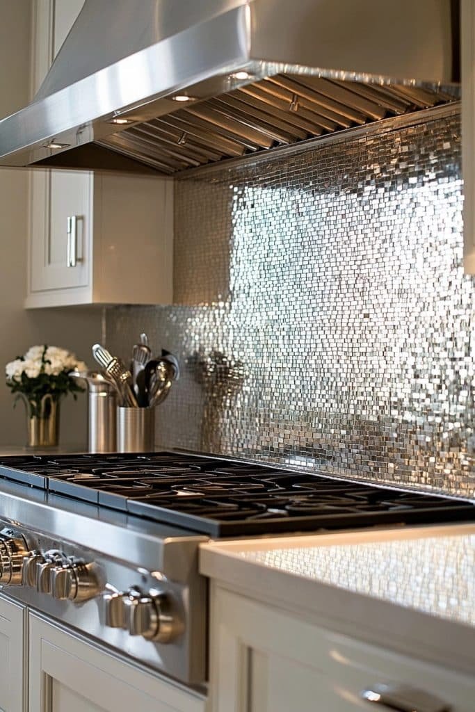 Metallic Mosaic Backsplash