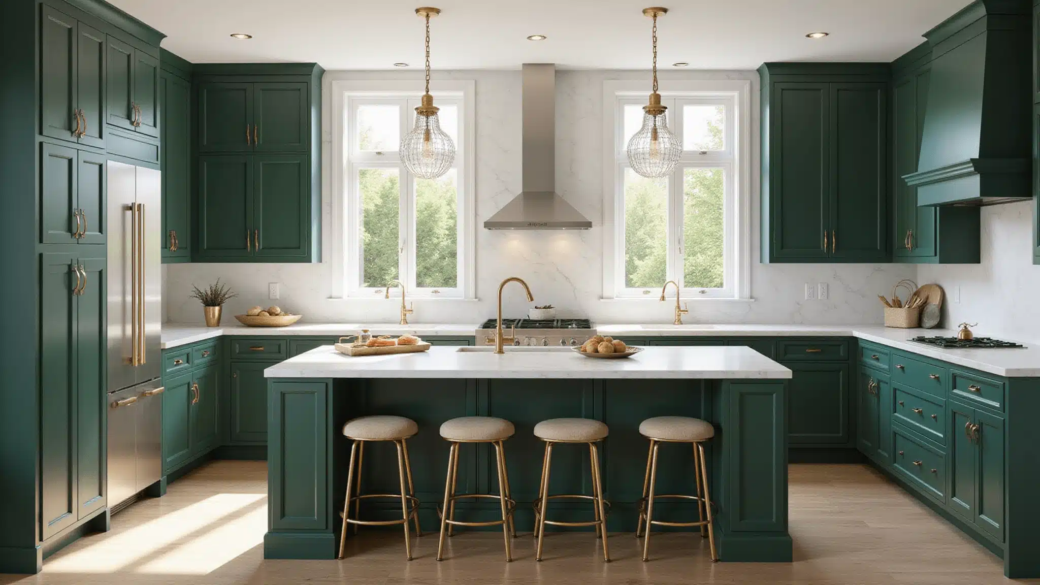 Emerald Green Kitchen Cabinets: A Luxurious Design Statement - Peachy ...