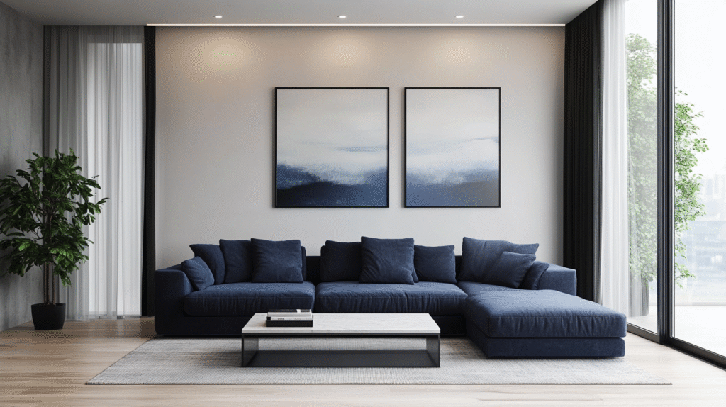 blue couch living room
