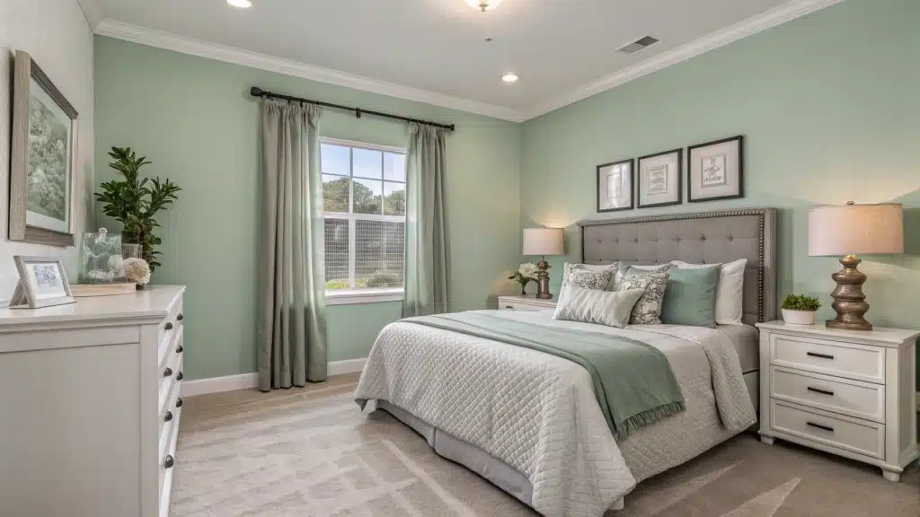 Sage Green and Grey Bedroom