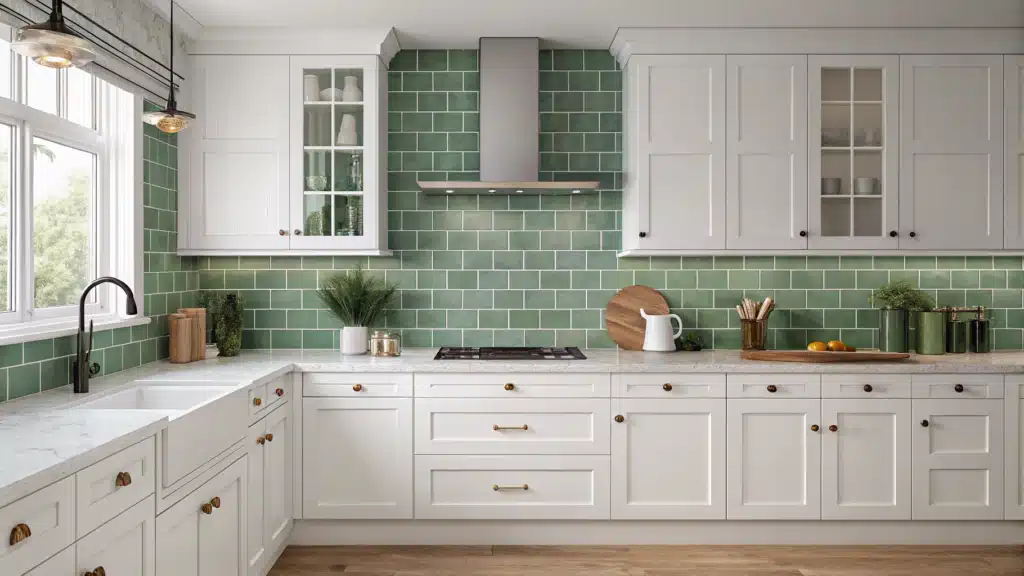 Sage Green Backsplash Kitchen